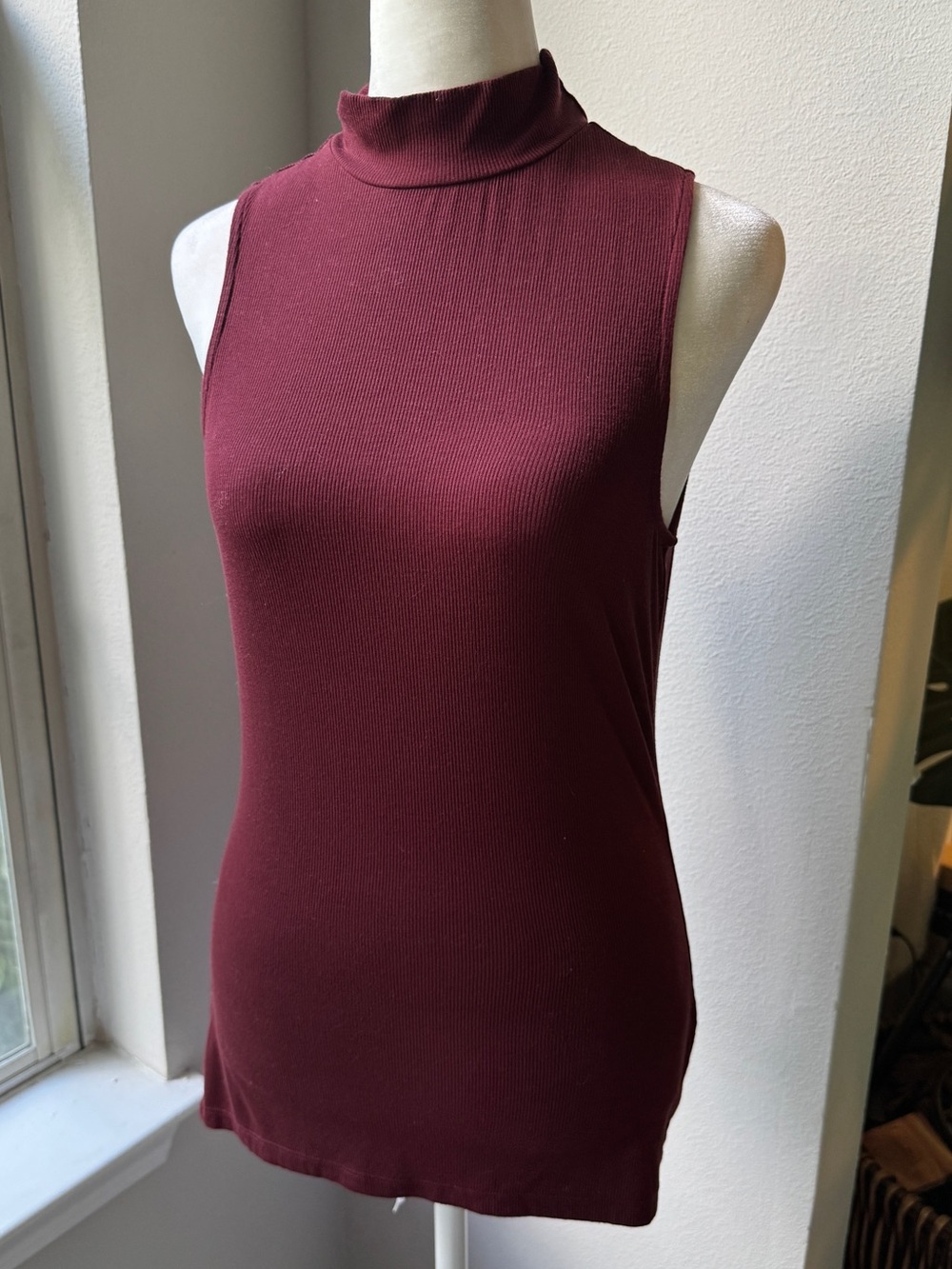 H&M Sleeveless Mock Neck Tank Top - Burgundy